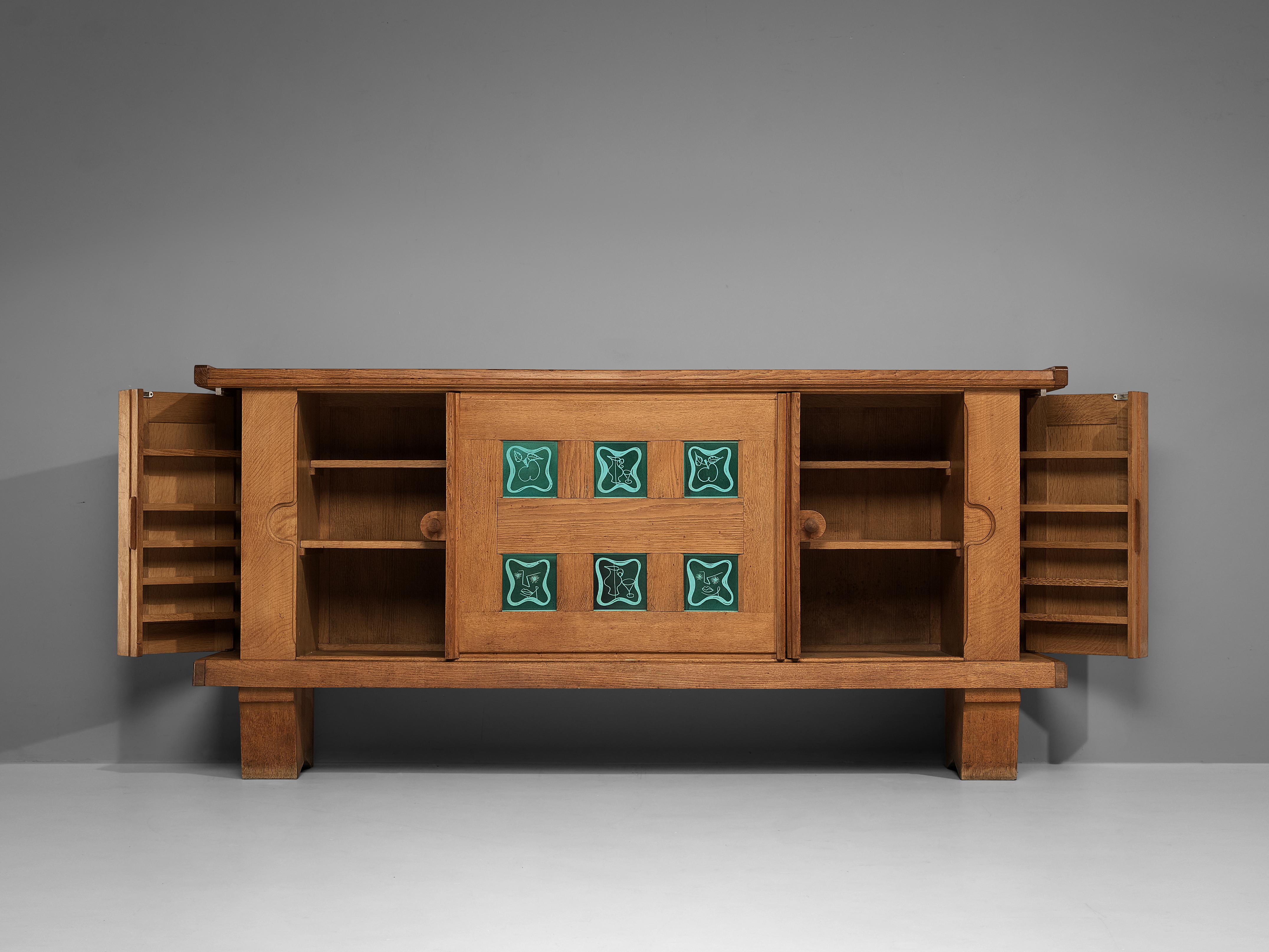 Grand Guillerme & Chambron Sideboard in Oak with Ceramic Tiles 3