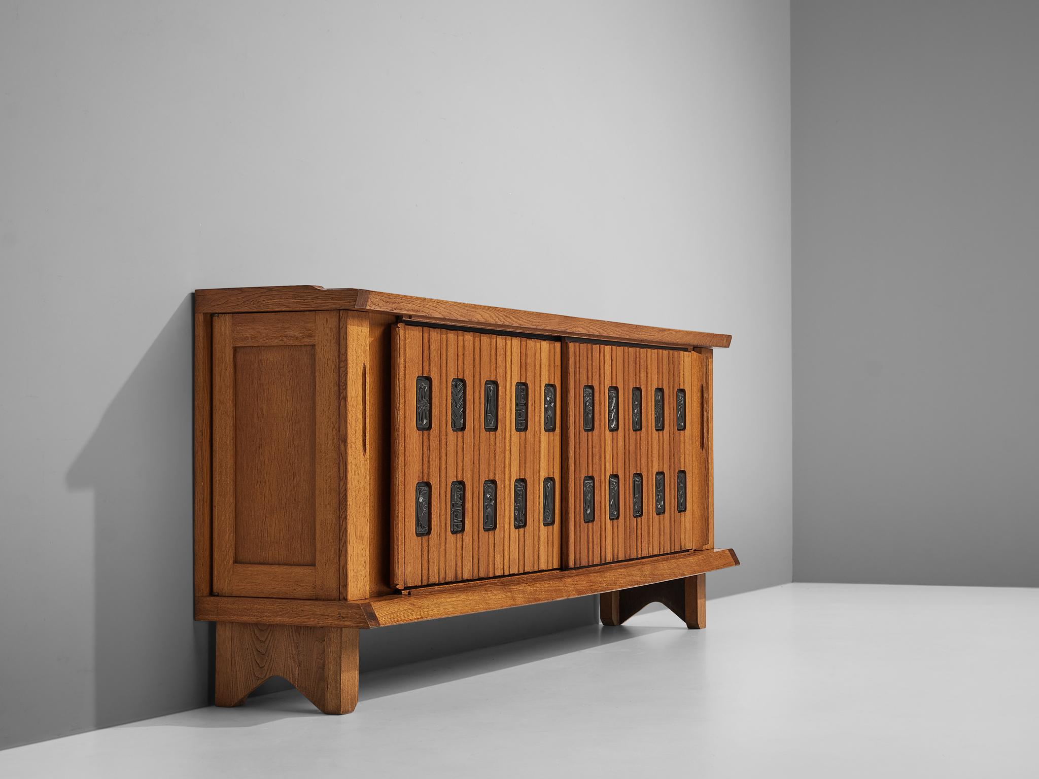 Grand Guillerme et Chambron Sideboard in Oak with Ceramic Tiles 5