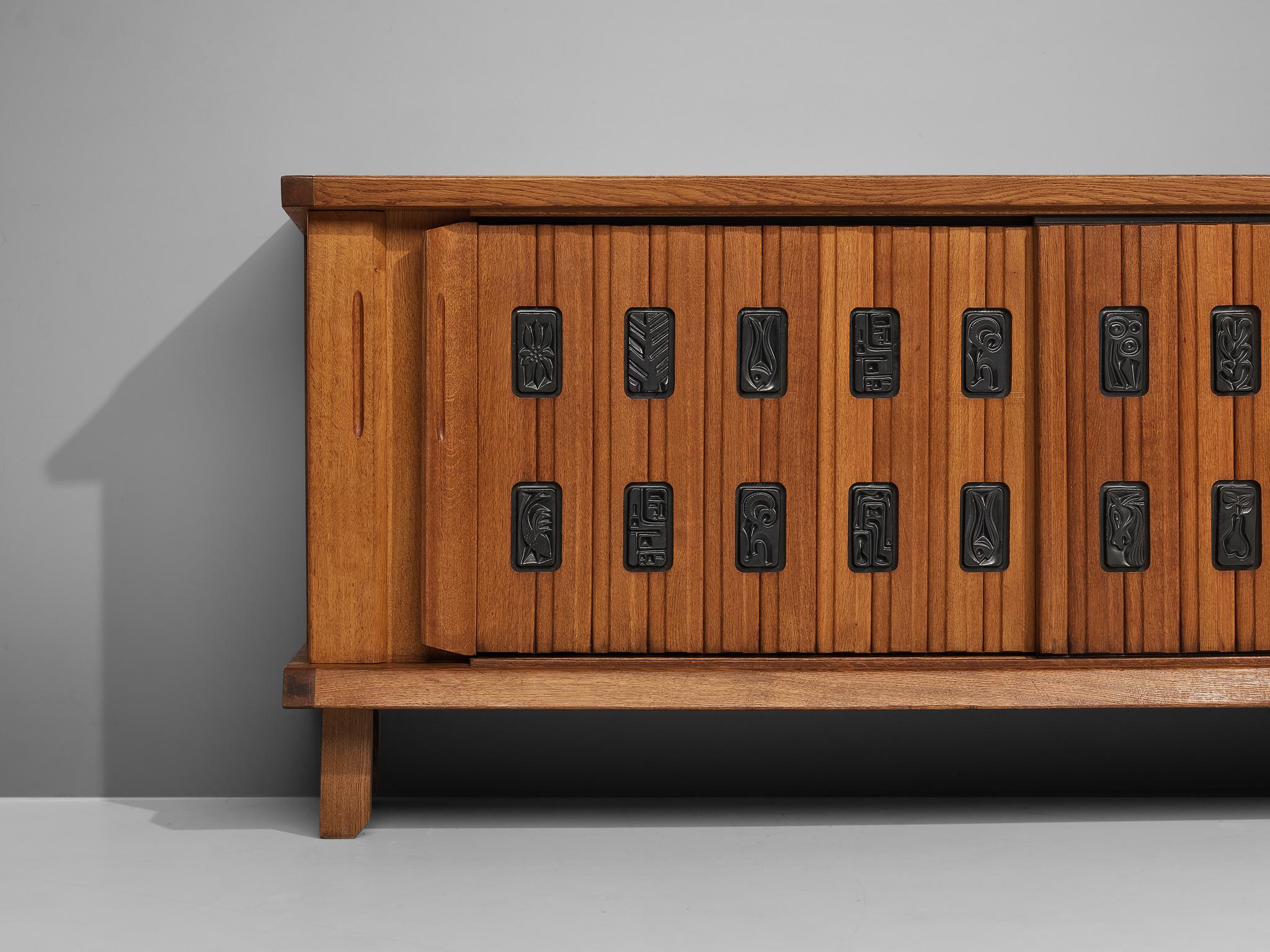 Grand Guillerme et Chambron Sideboard in Oak with Ceramic Tiles 2