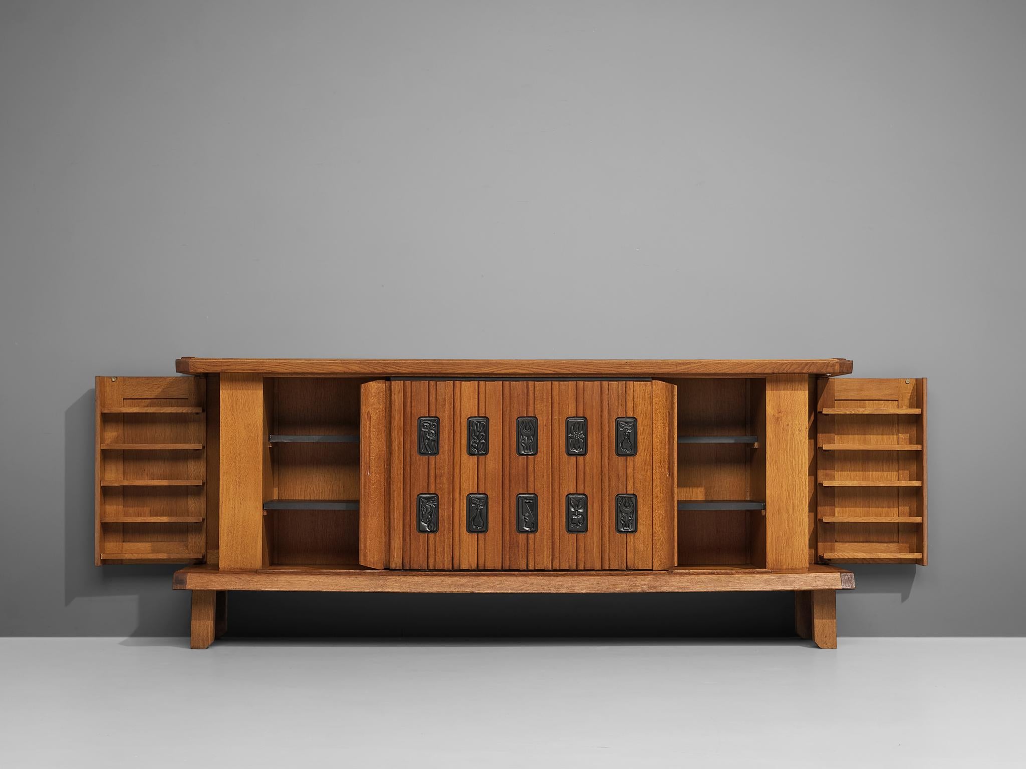 Grand Guillerme et Chambron Sideboard in Oak with Ceramic Tiles 3