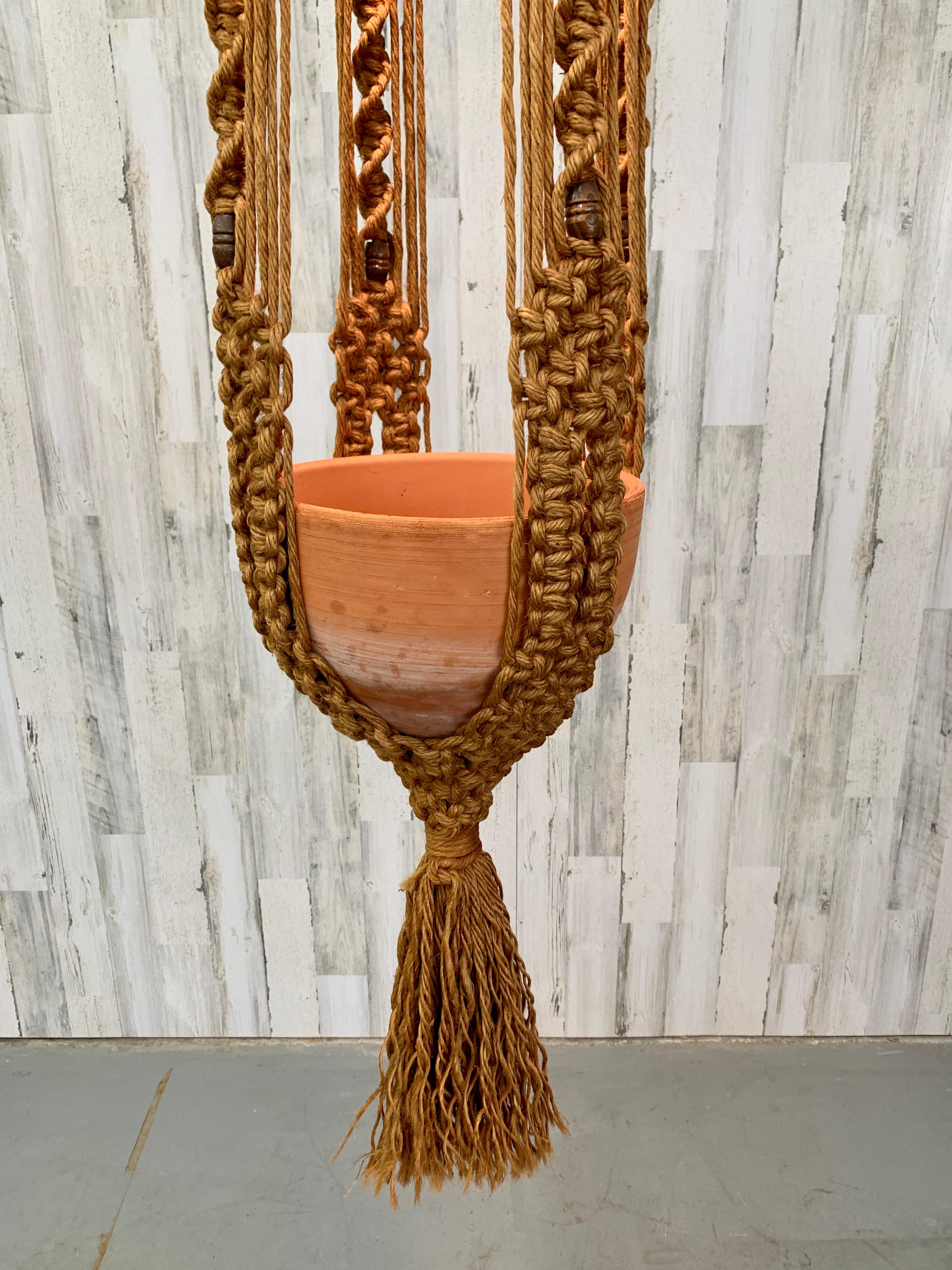 Grand Hanging Fiber Art Lamp / Jardiniere For Sale 11