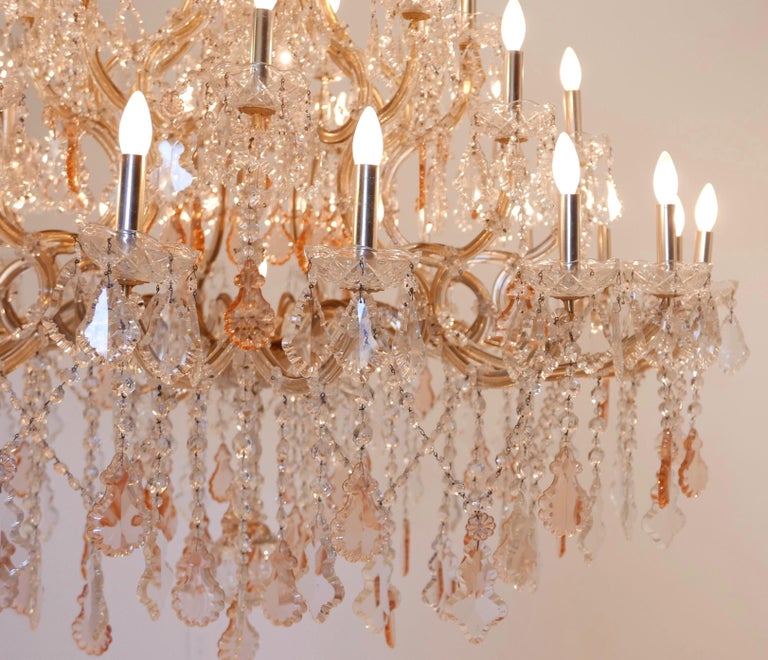 Grand Hollywood Regency Pink And Clear Crystal Chandelier Italian Midcentury At 1stdibs Grand Hollywood Regency Pink And Clear, Second Hand Chandeliers Sydney
