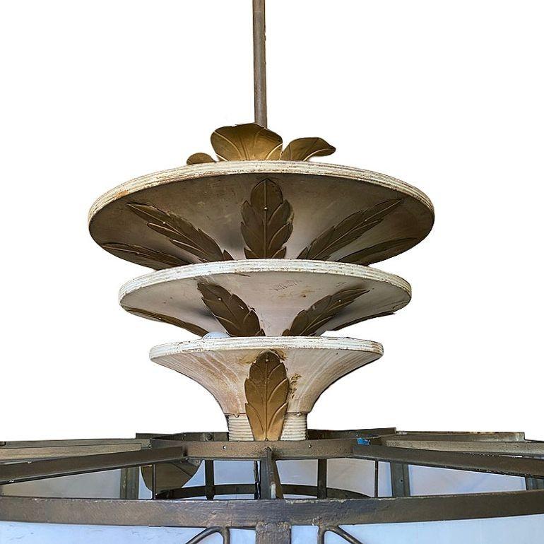 Grand Hollywood Theater 32 Light Chandelier with Palm Motif For Sale 3