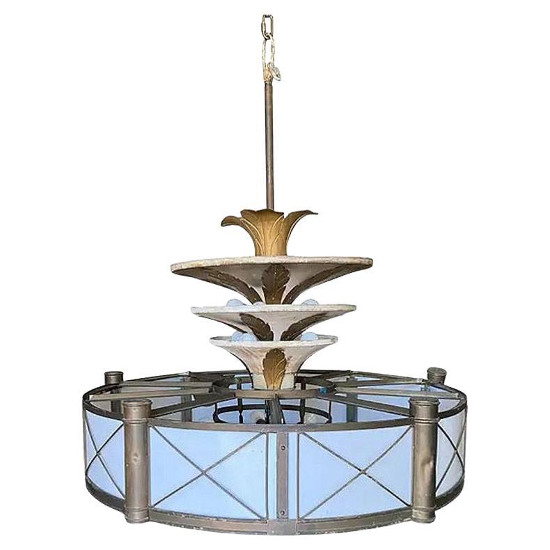 Grand Hollywood Theater 32 Light Chandelier with Palm Motif For Sale