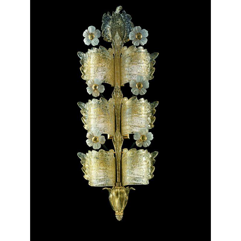 Grand Hotel 4662 Wall, 4 Bulbs, Gold Rugiada Venetian Crystal In New Condition For Sale In Venice, IT