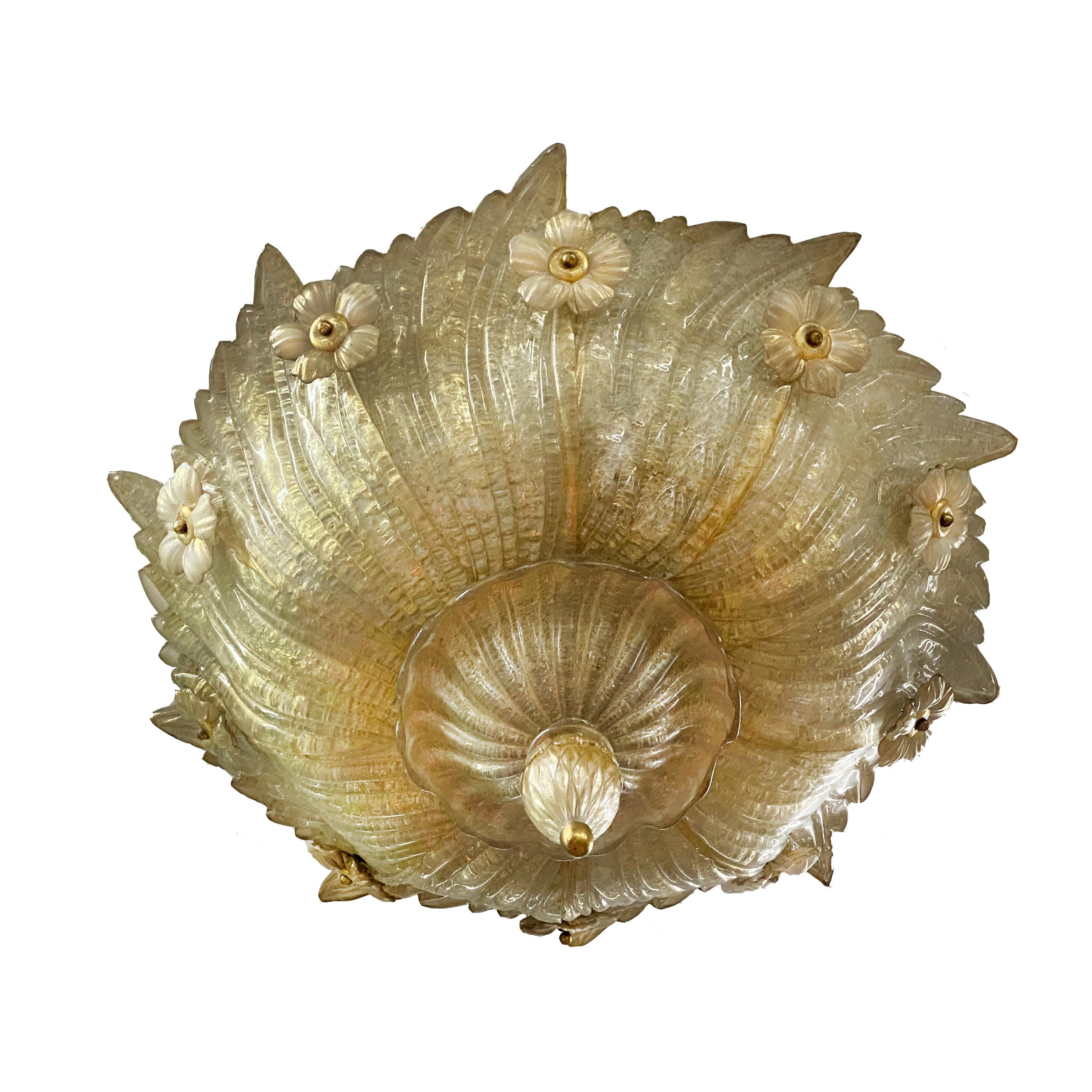 Polished Grand Hotel Ceiling Flush Mount by Barovier & Toso, Murano, 1980s For Sale