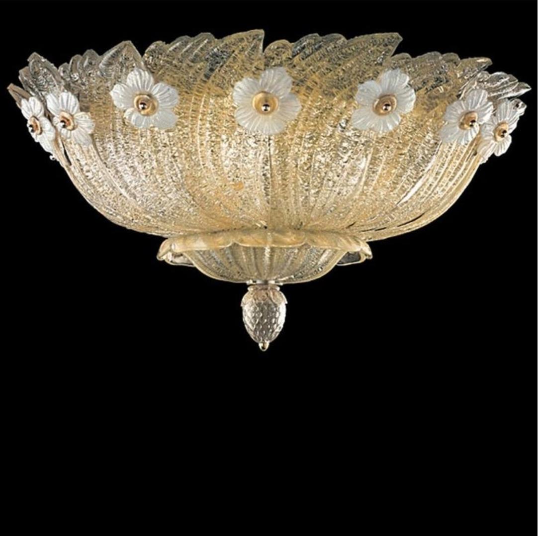 Grand Hotel Deckeneinbauleuchte von Barovier & Toso, Murano, 1980er Jahre (Poliert) im Angebot