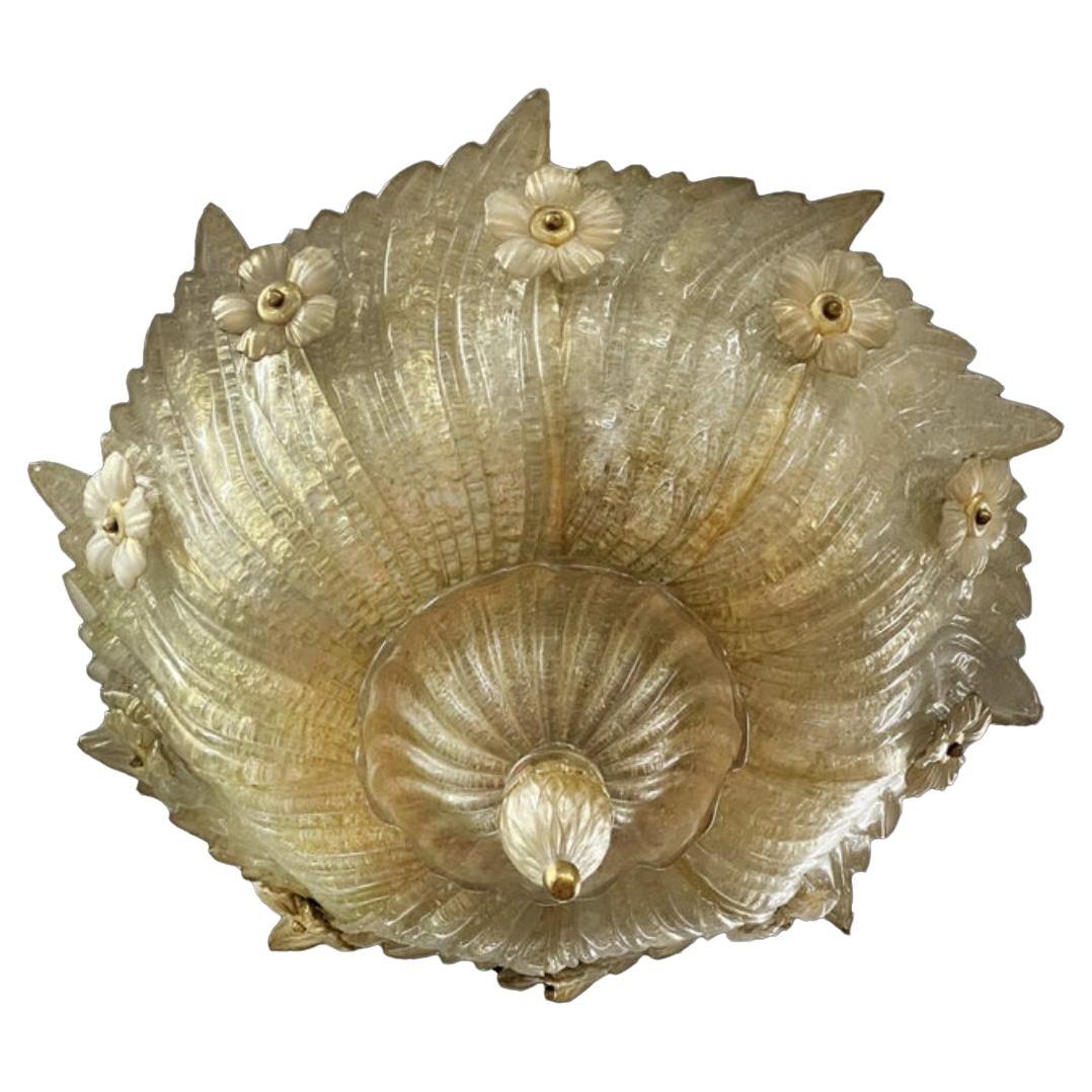 Grand Hotel Deckeneinbauleuchte von Barovier & Toso, Murano, 1980er Jahre im Angebot