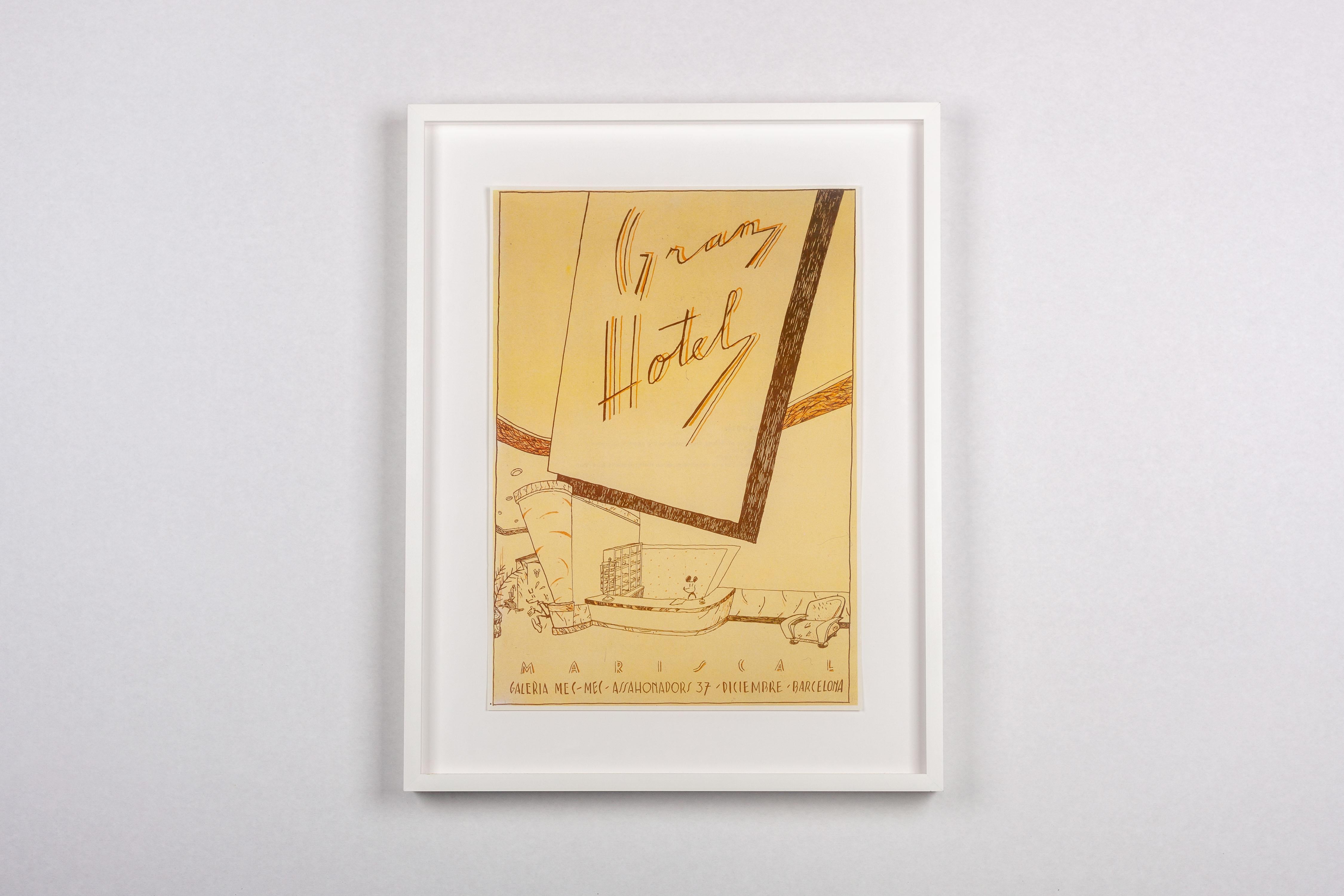 Spanish “Grand Hotel” Javier Mariscal 1977 first solo exhibition poster, 1980s re-print For Sale