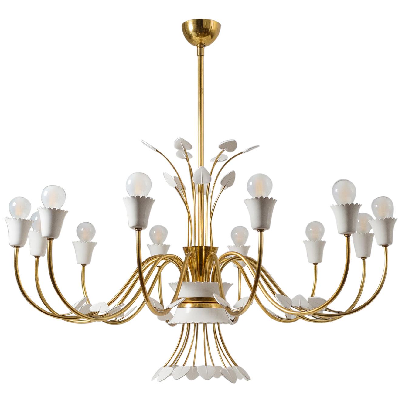 Grand Italian 12-Arm Chandelier, Late 1940s