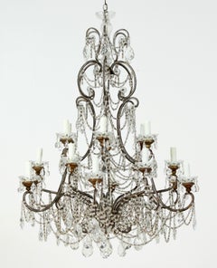 Grand Italian 18-Light Crystal Beaded Chandelier