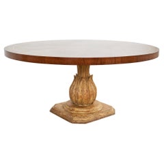 Vintage Grand Italian Neoclassical Style Round Tulip Dining or Center Table