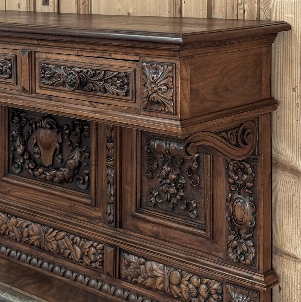 Grand Italian Renaissance Walnut Console ~ Sideboard For Sale 4