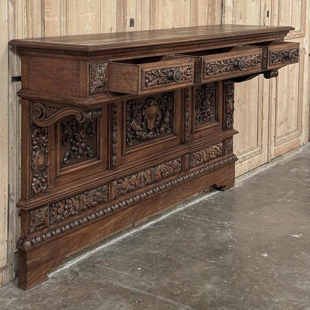 Grand Italian Renaissance Walnut Console ~ Sideboard For Sale 7