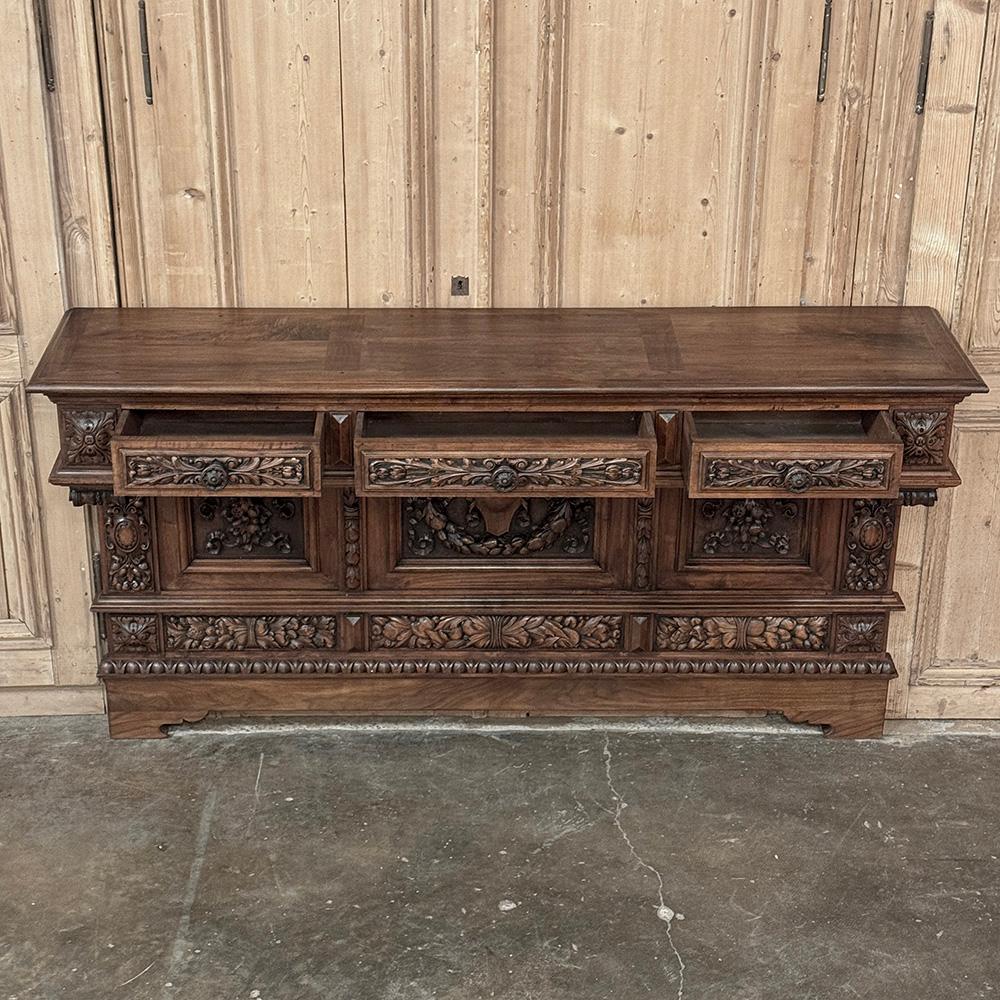 Grand Italian Renaissance Walnut Console ~ Sideboard For Sale 8