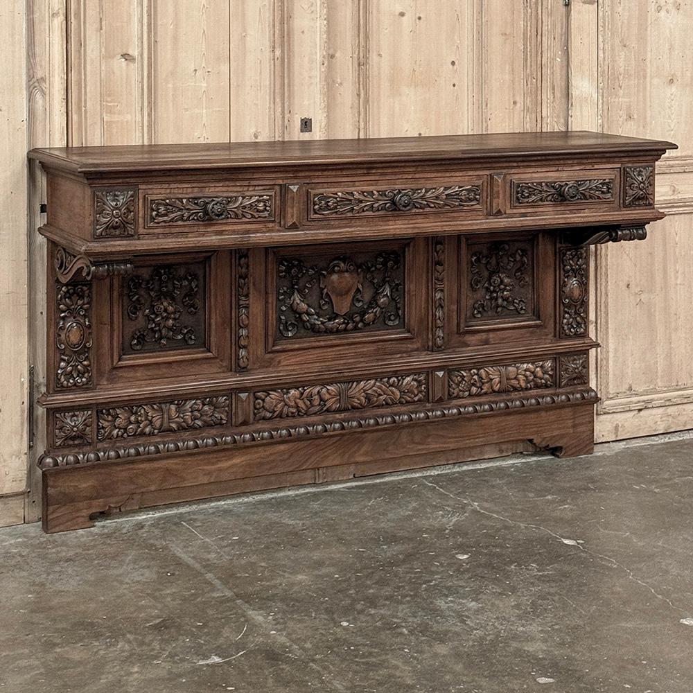 Renaissance Revival Grand Italian Renaissance Walnut Console ~ Sideboard For Sale