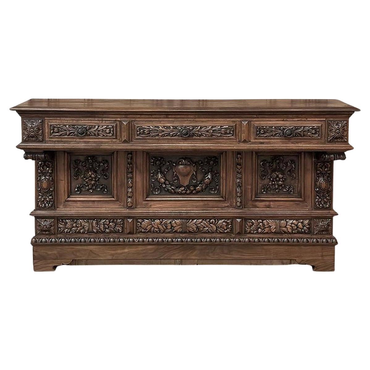 Grand Italian Renaissance Walnut Console ~ Sideboard For Sale