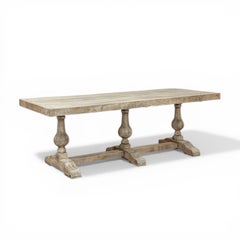 Grand Italian Rustic Trestle Table in Stripped Oak