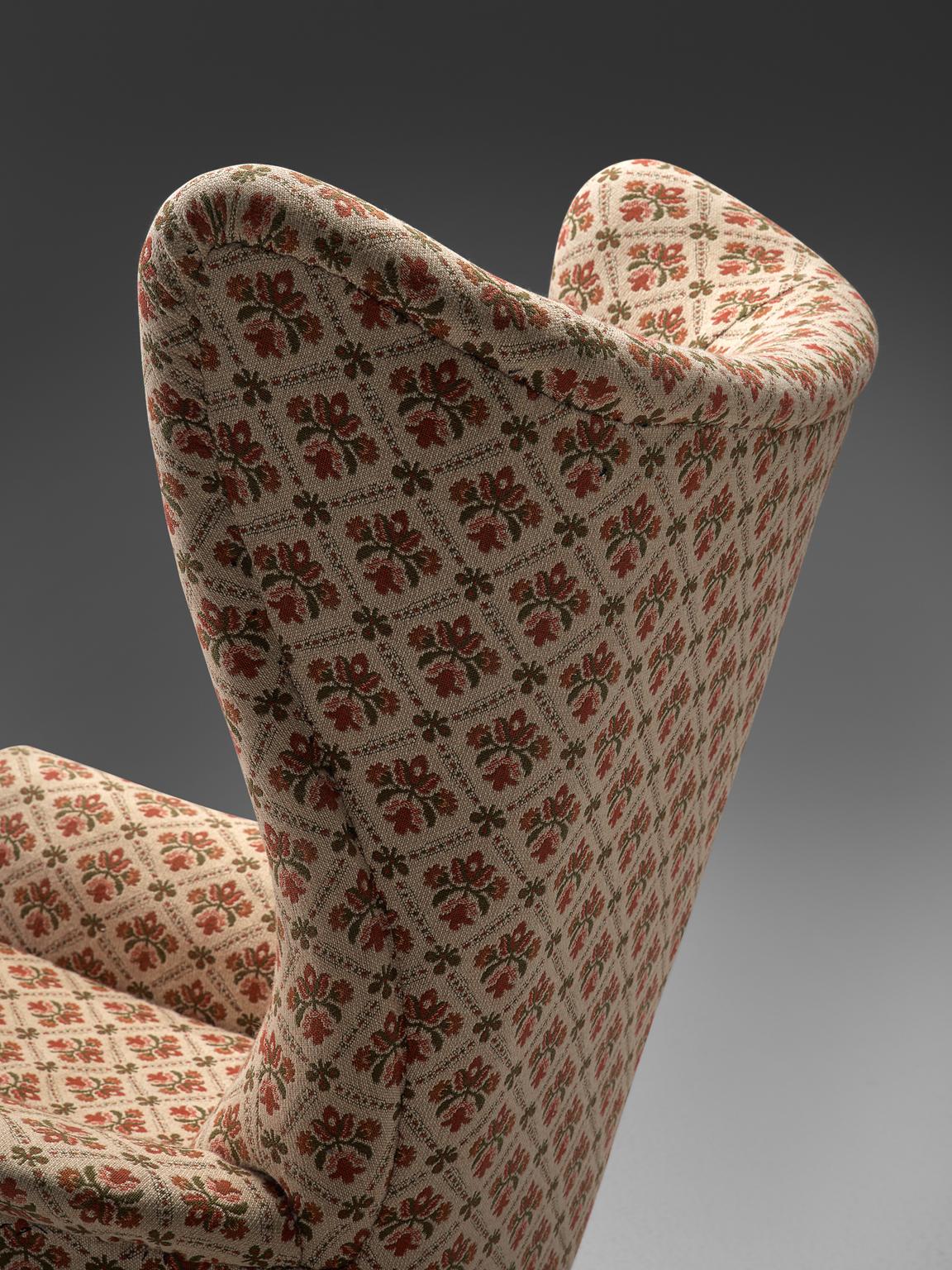 Grand Italian Wingback Chair in Original Fabric  3