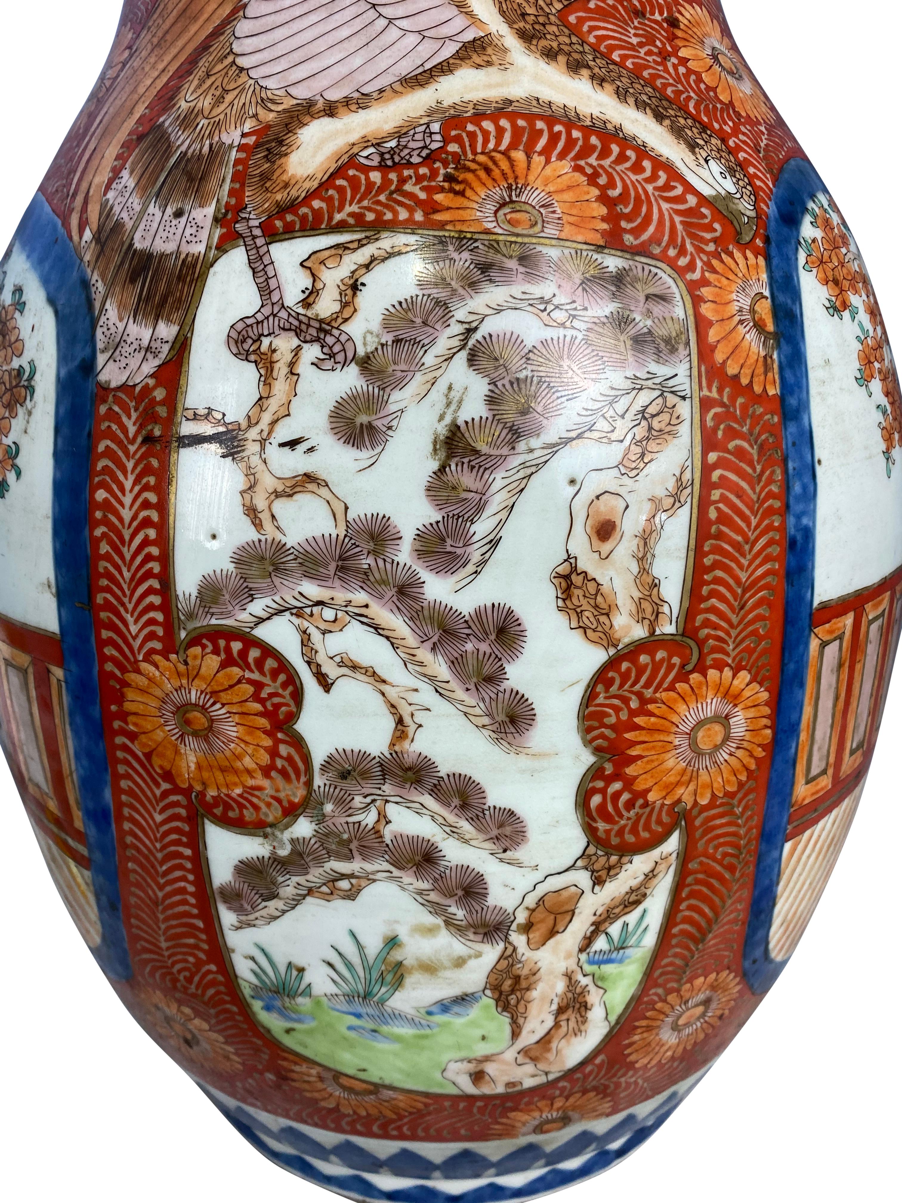 Porcelain Grand Japanese Imari Vase, Late 19th Century For Sale