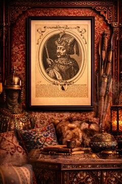 Grand Khan of Tartary Portrait Engraving, Nicolas de Larmessin, Paris, c.1660