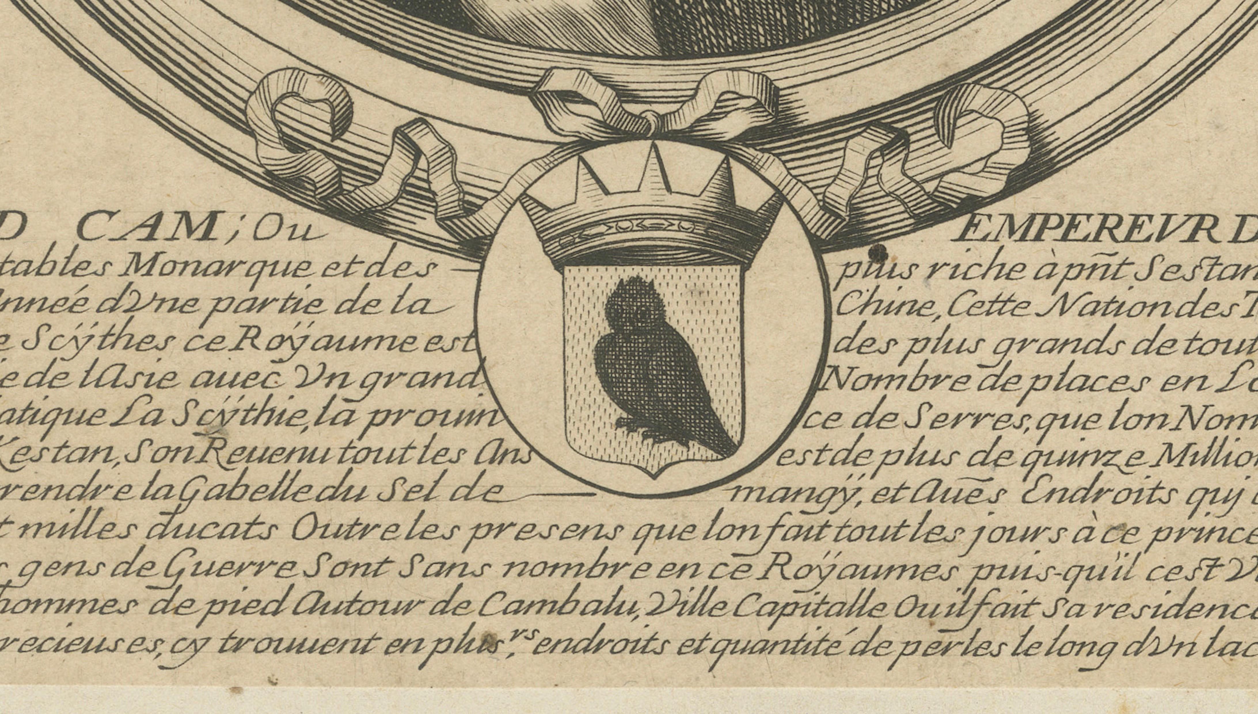 Grand Khan of Tartary Portrait Engraving, Nicolas de Larmessin, Paris, c.1660