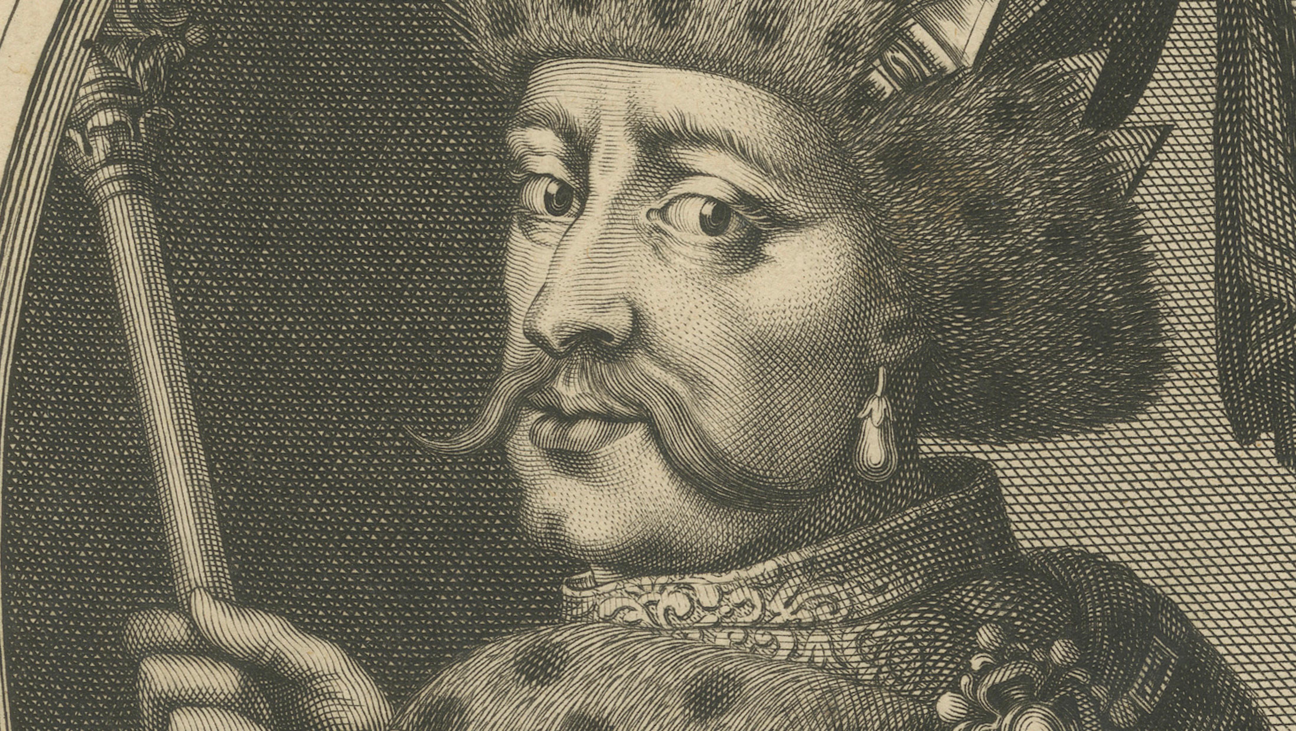Grand Khan of Tartary Portrait Engraving, Nicolas de Larmessin, Paris, c.1660