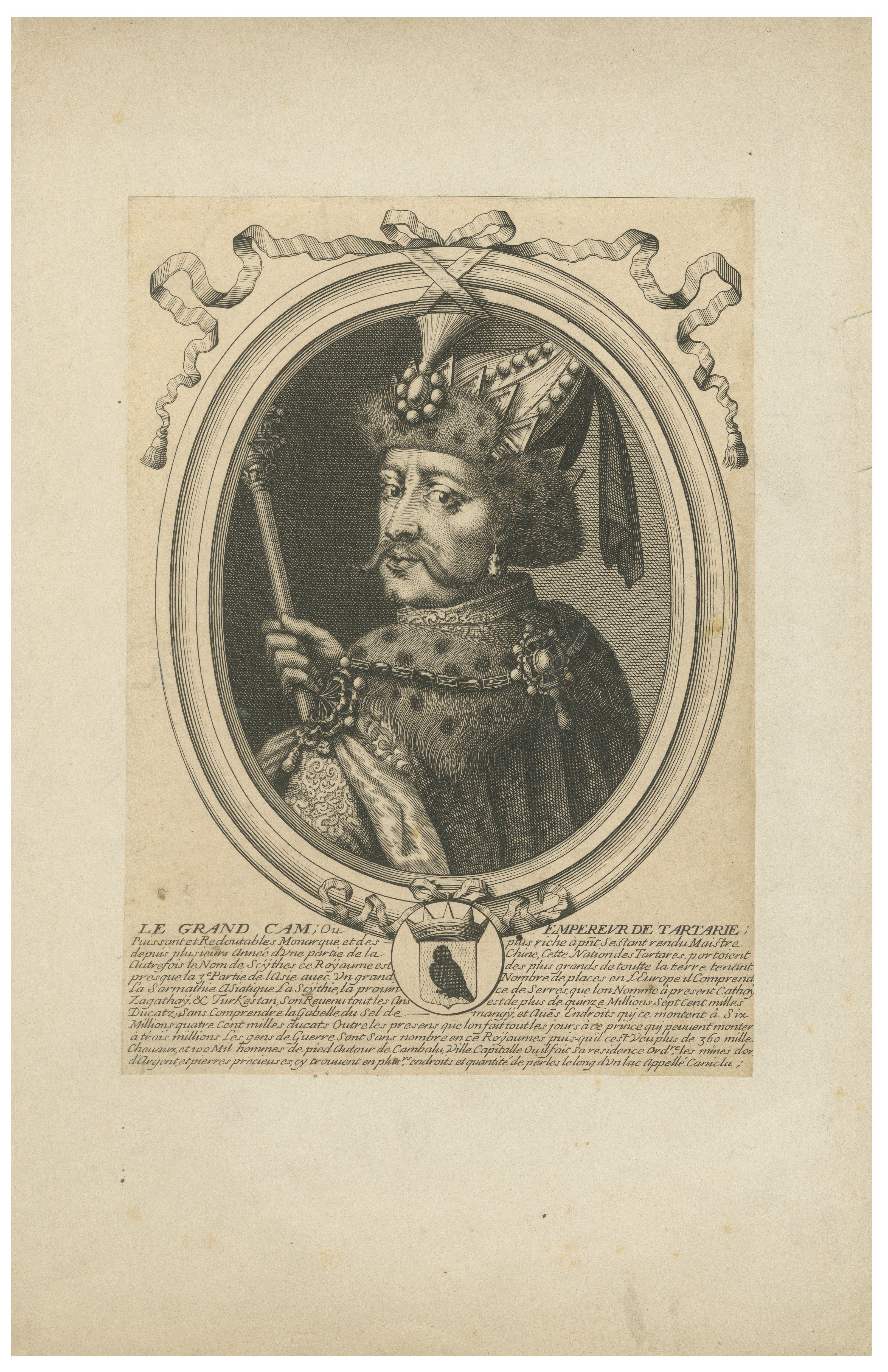 Portrait du Grand Khan de Tartarie Gravure, Nicolas de Larmessin, Paris, c.1660