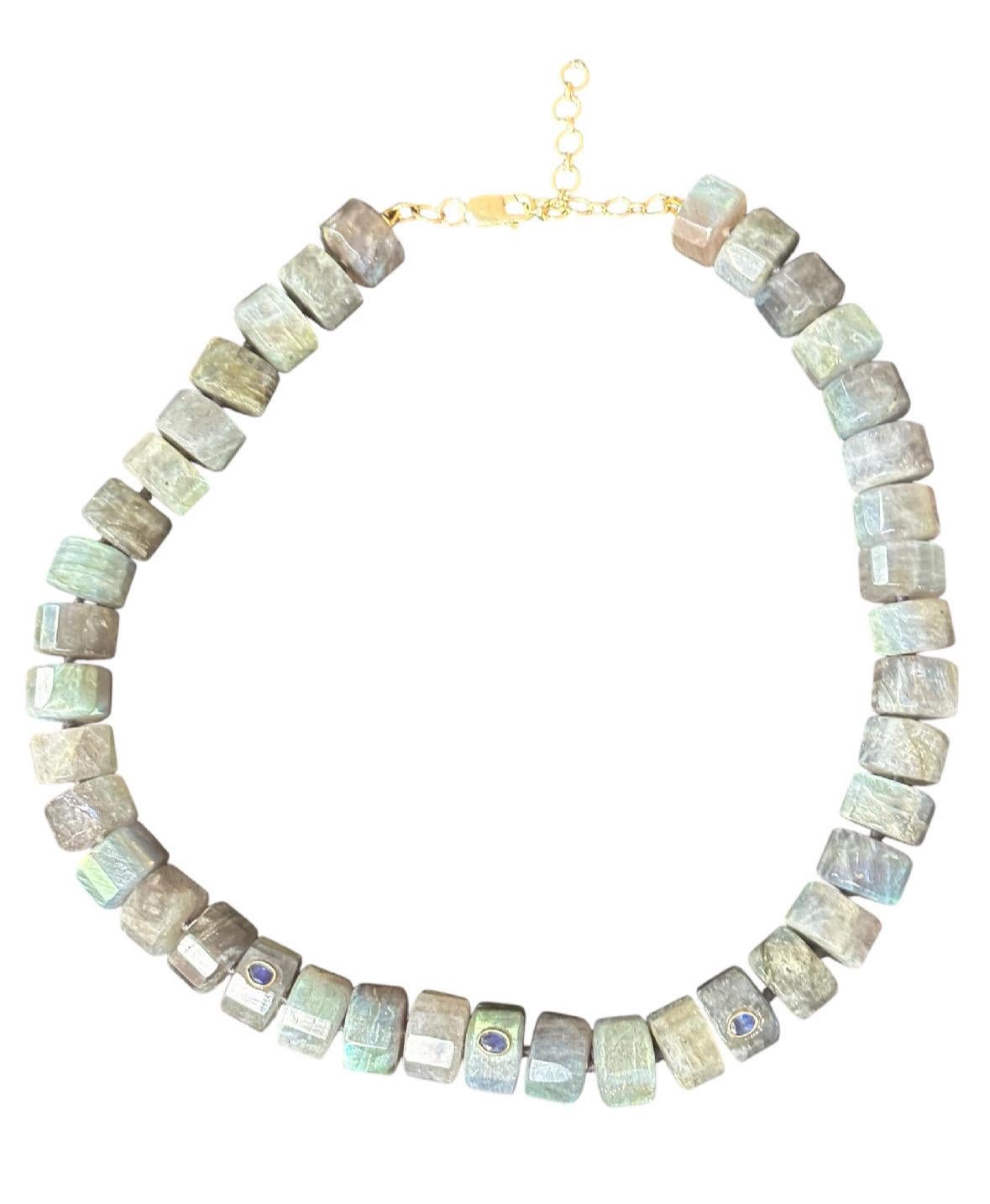 Collana Grand Labradorite e Zaffiro Blu con oro 14k in vendita 6