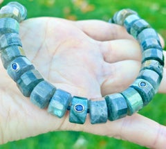 Grand Labradorite & Blue Sapphire Necklace with 14k Gold