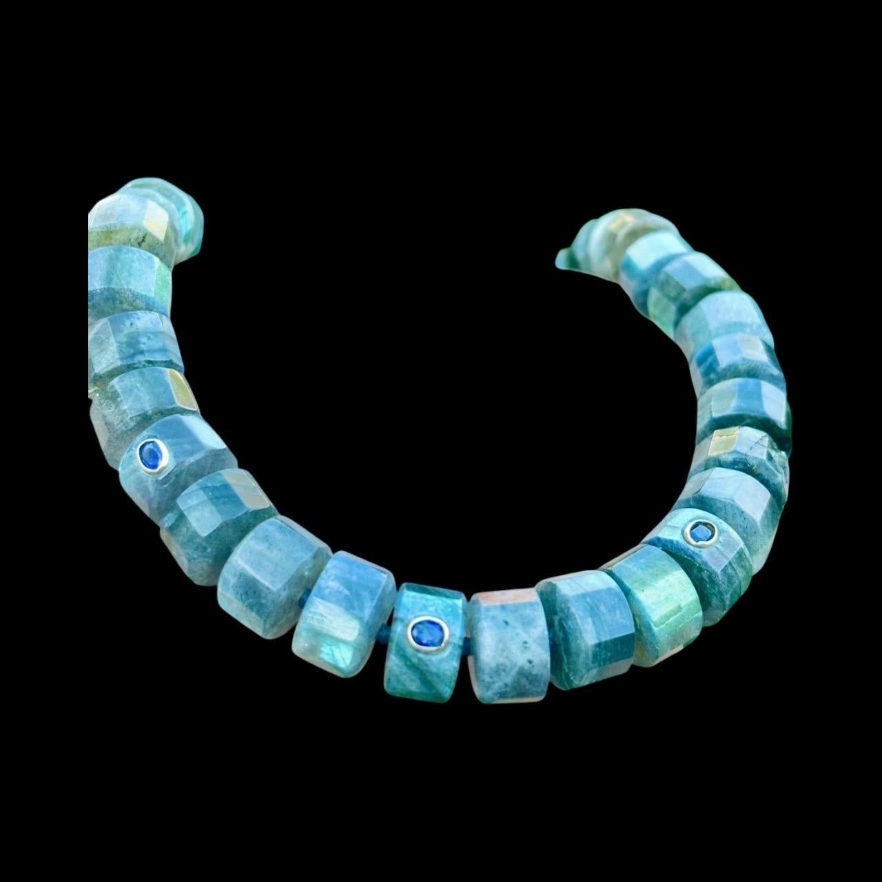 Collana Grand Labradorite e Zaffiro Blu con oro 14k in vendita 2