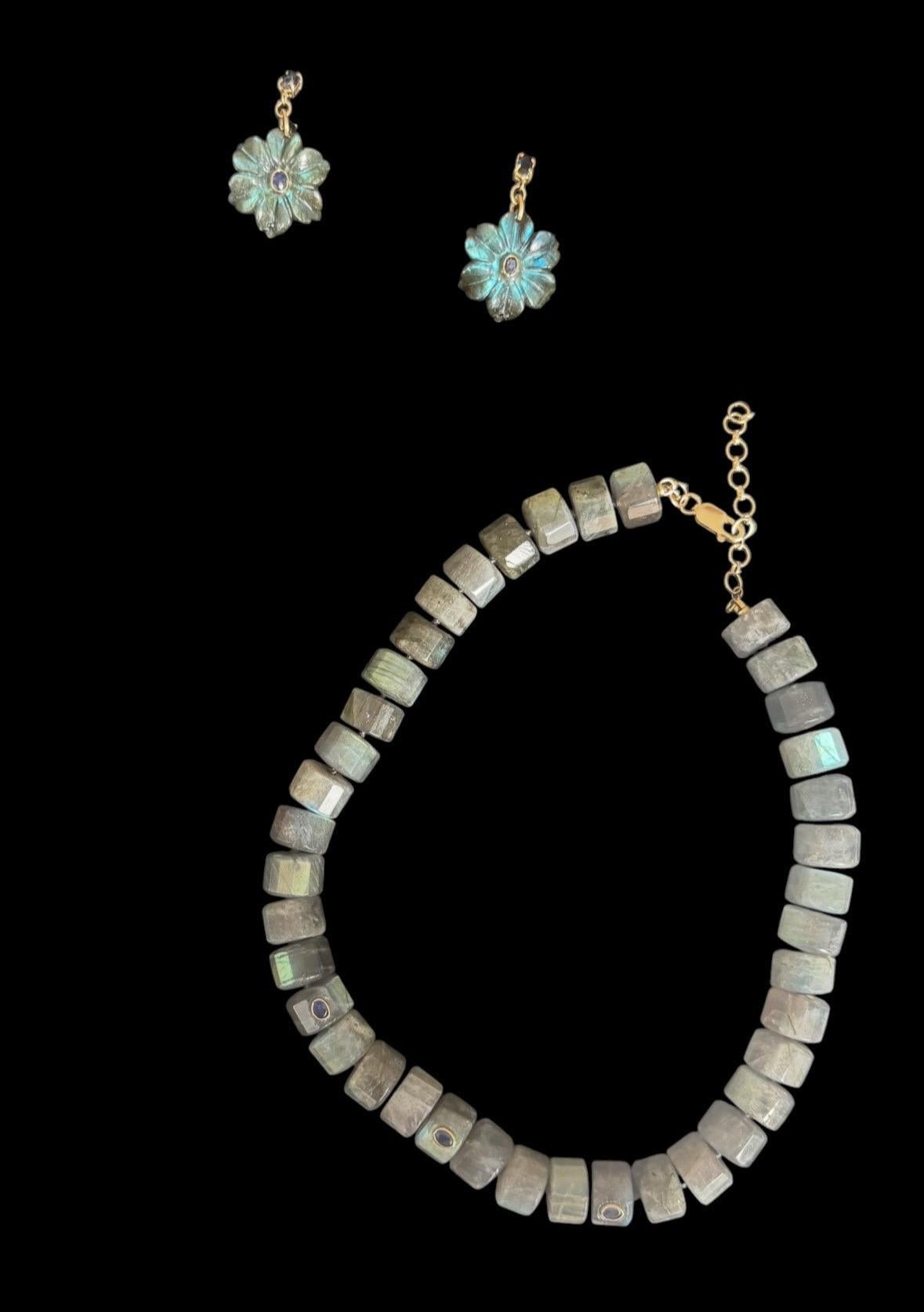 Collana Grand Labradorite e Zaffiro Blu con oro 14k in vendita 4