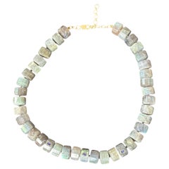 GRAND LABRADORITE NECKLACE with Blue Sapphires and 14k Gold