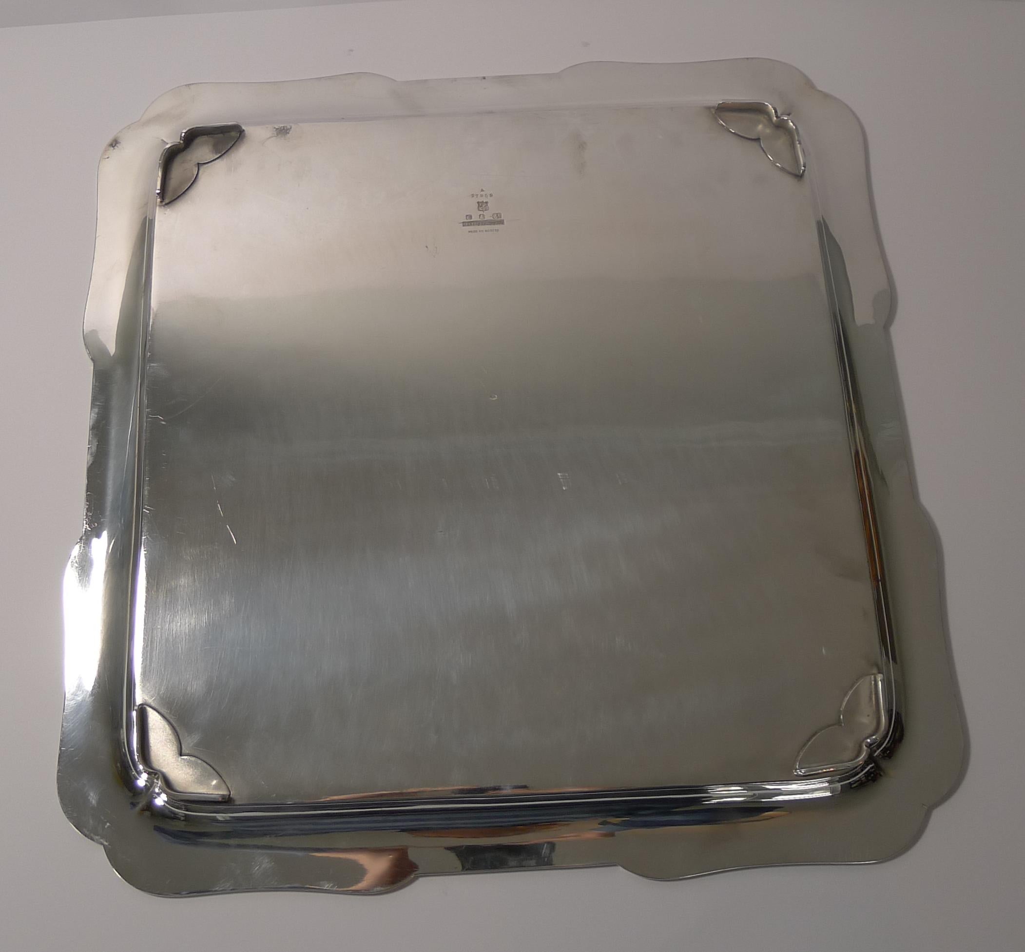 Early 20th Century Grand Large Elkington Cocktail Tray / Salver, Reg., 1914