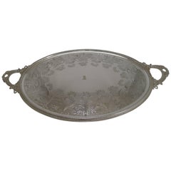 Grand Large Silver Plate Serving Tray - Ferns by James Dixon & Sons, circa 1875