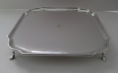 Grand Large Victorian Square Footed Salver / Tray C.1860