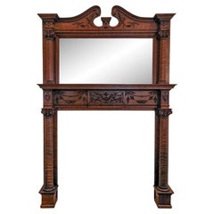 Grande camino tardo-vittoriano in Oak Oak con specchio smussato