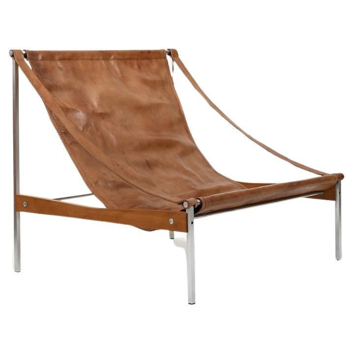 Grand Leather Lounge Chair 'Bequem' by Stig Poulsson c.1970 For Sale