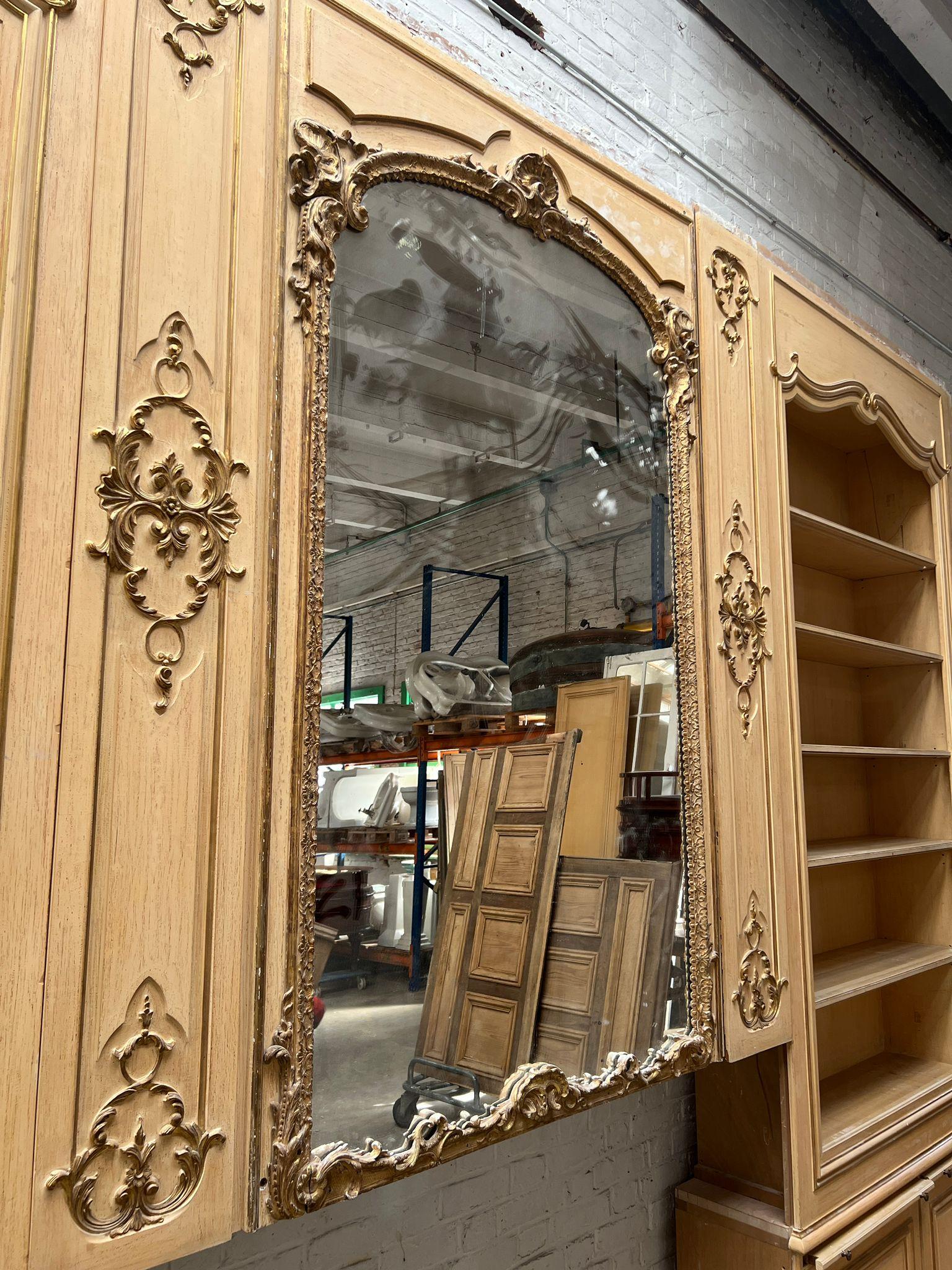 Libreria Boiserie in stile Luigi XV con specchio, Francia, XX secolo in vendita 1