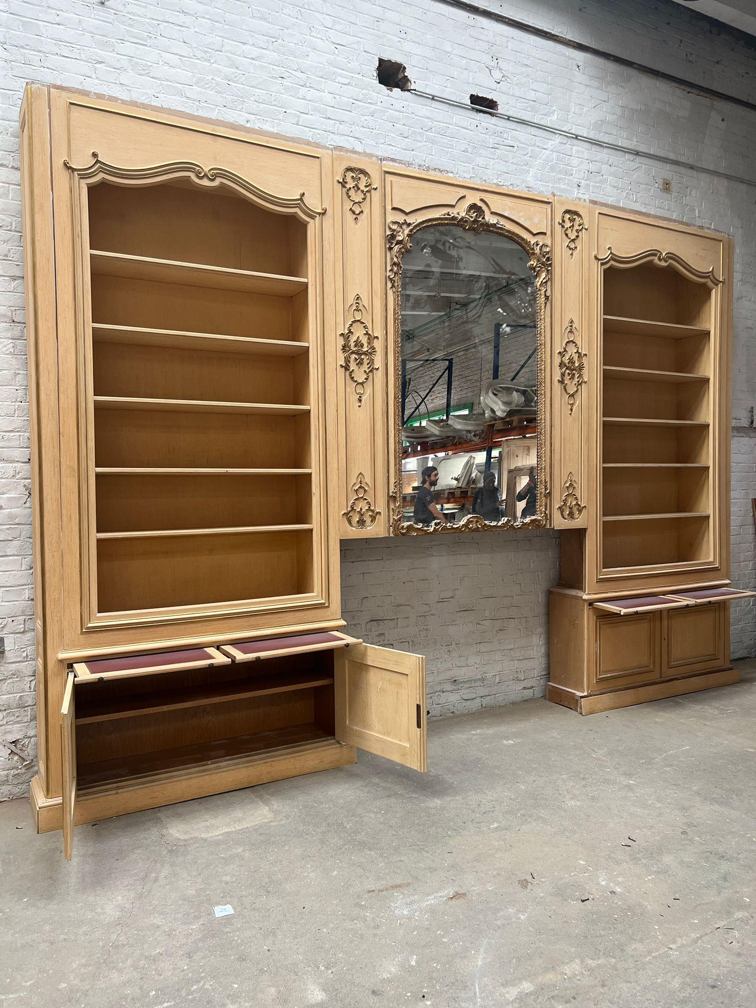 Libreria Boiserie in stile Luigi XV con specchio, Francia, XX secolo in vendita 4