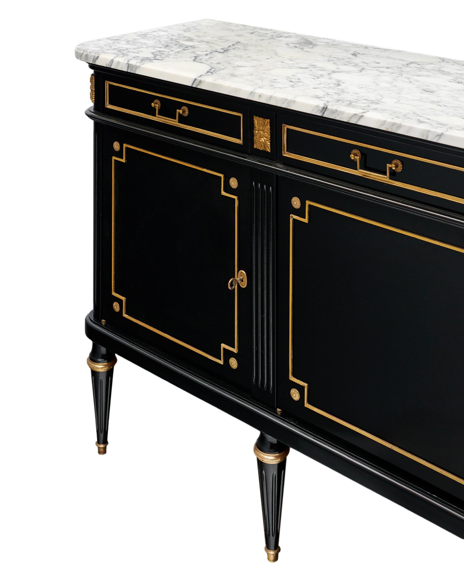 Grand Louis XVI Ebonized Buffet In Good Condition For Sale In Austin, TX