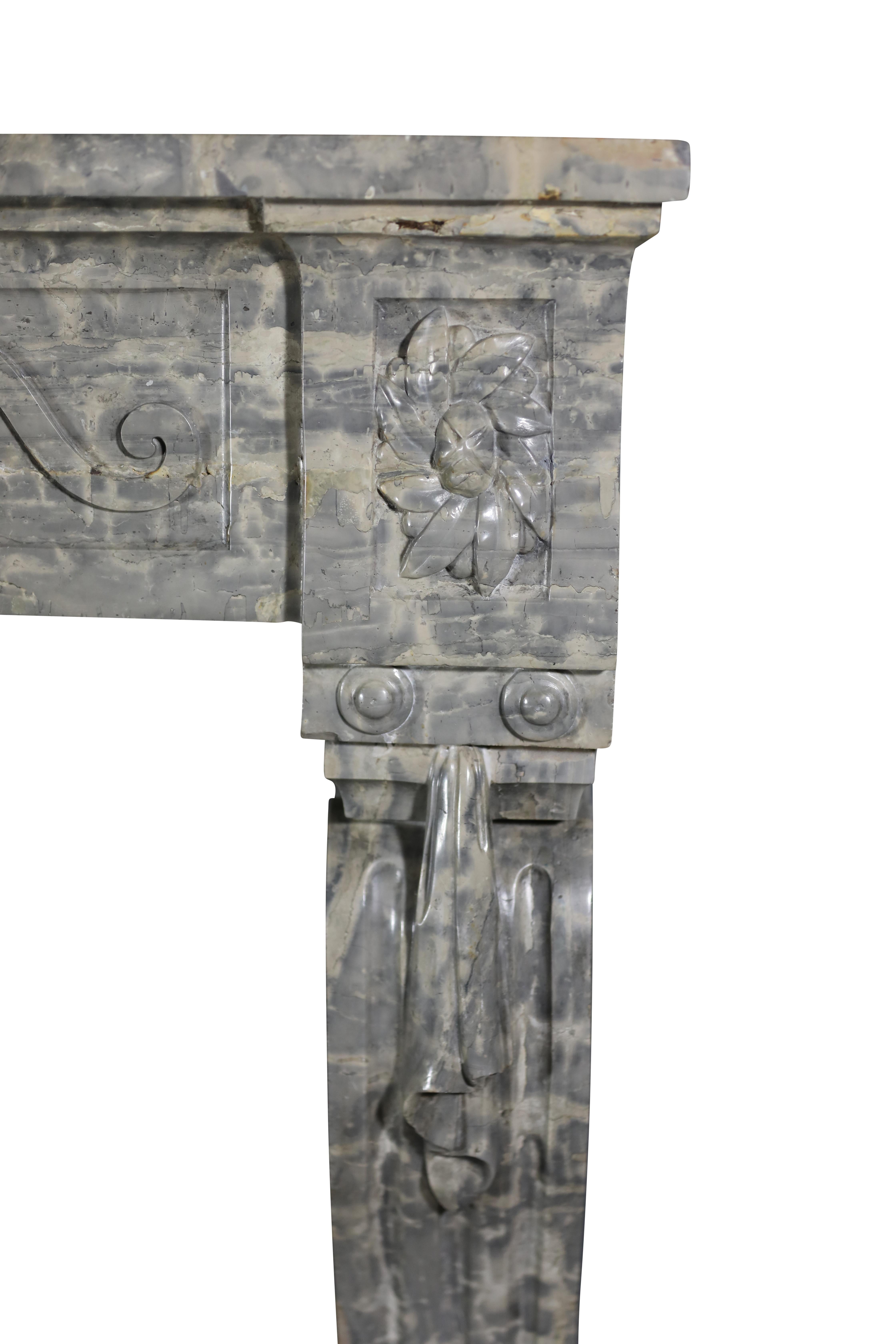 Grand Louis XVI Period French Vintage Stone Fireplace For Sale 8