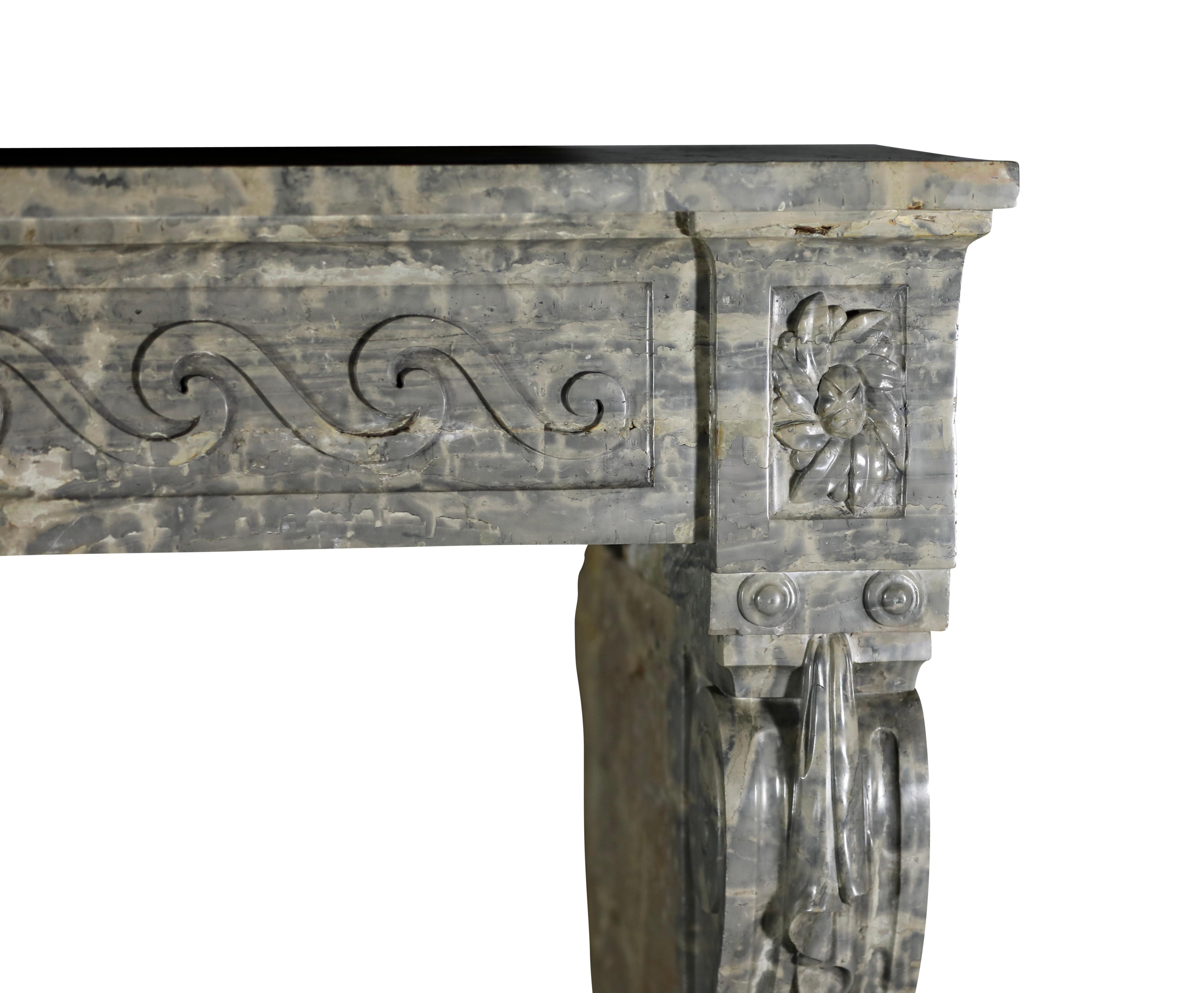 Grand Louis XVI Period French Vintage Stone Fireplace For Sale 10