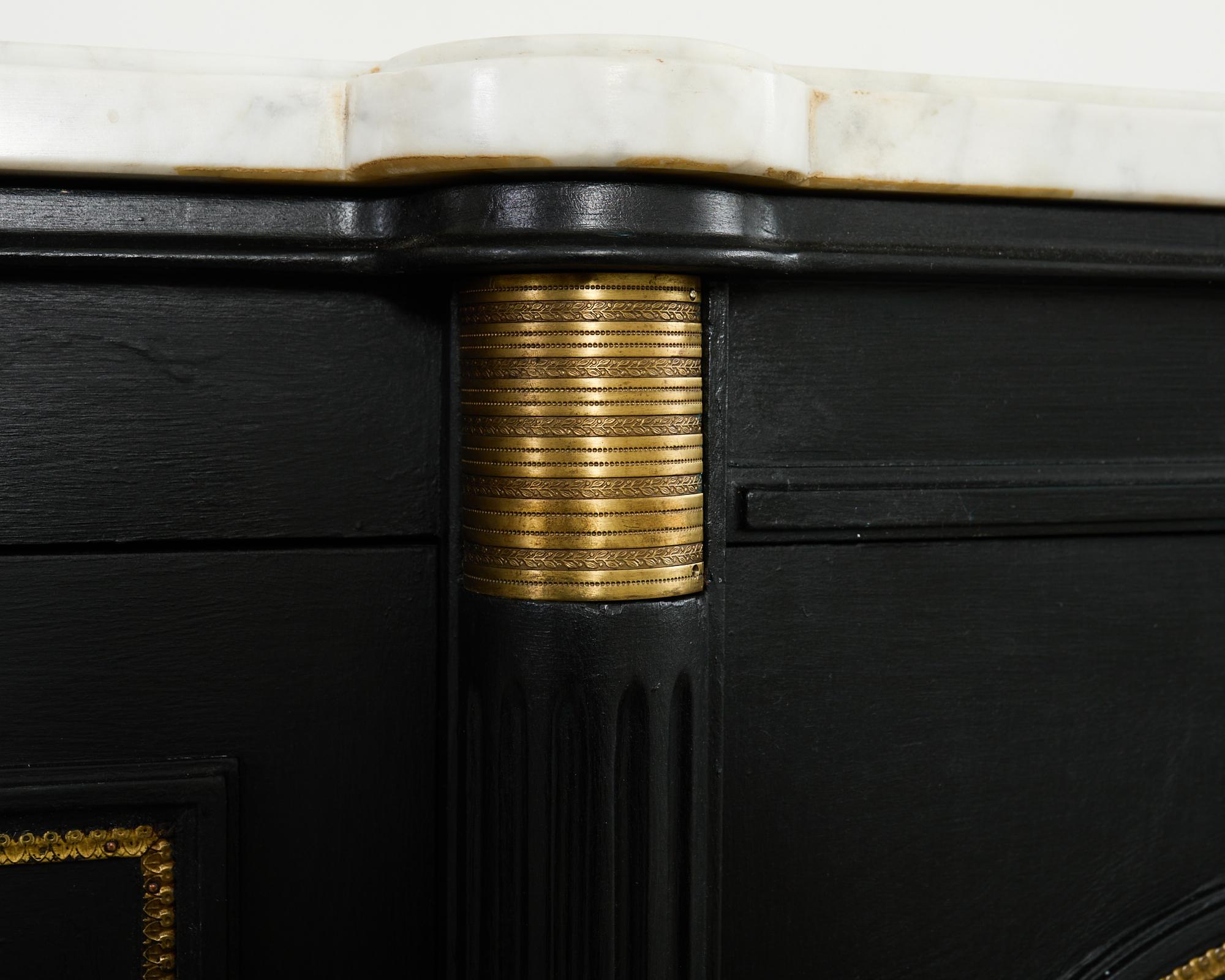 Grand Louis XVI Style Marble Top Ebonized Sideboard Buffet For Sale 8