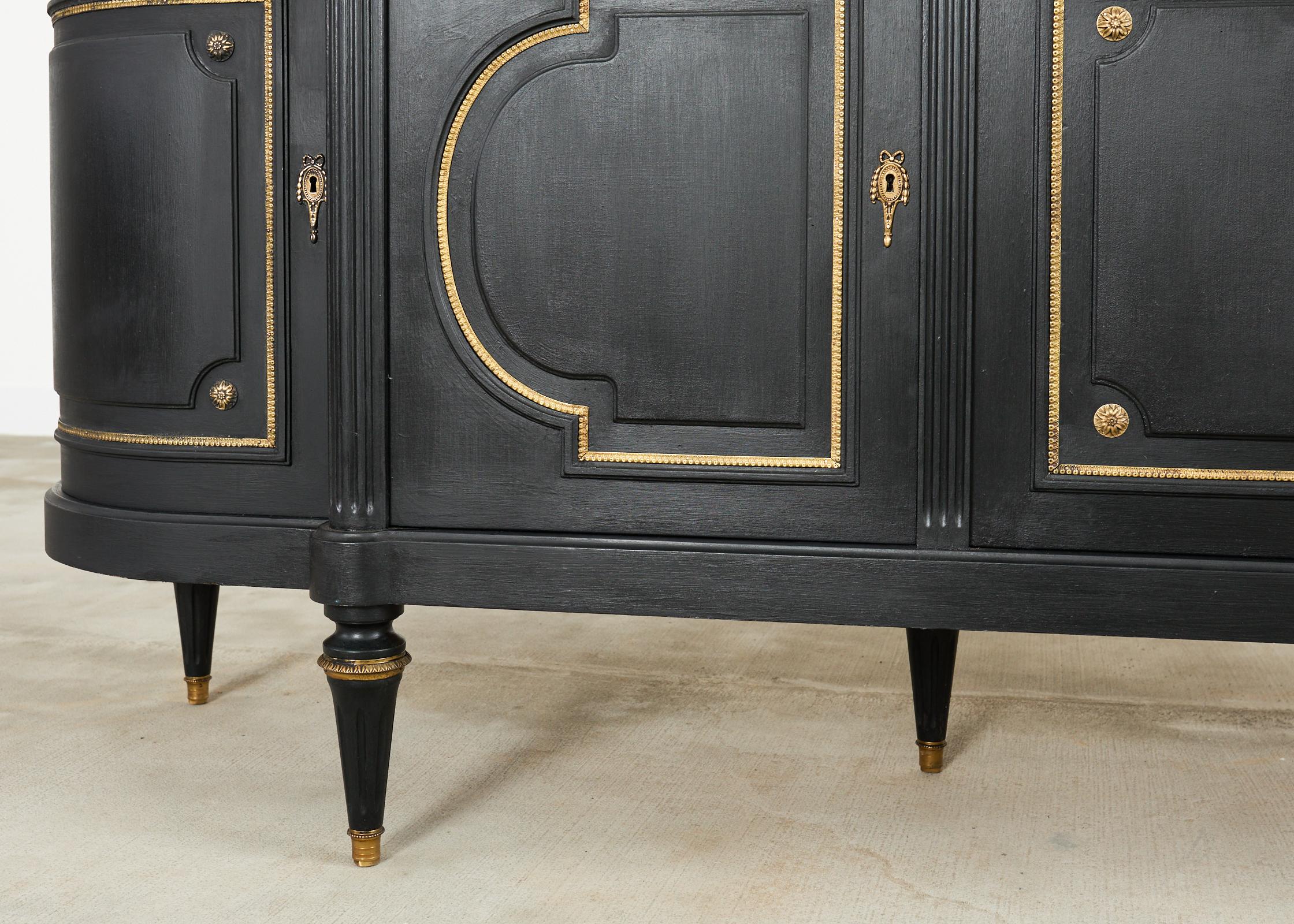 Grand Louis XVI Style Marble Top Ebonized Sideboard Buffet For Sale 10