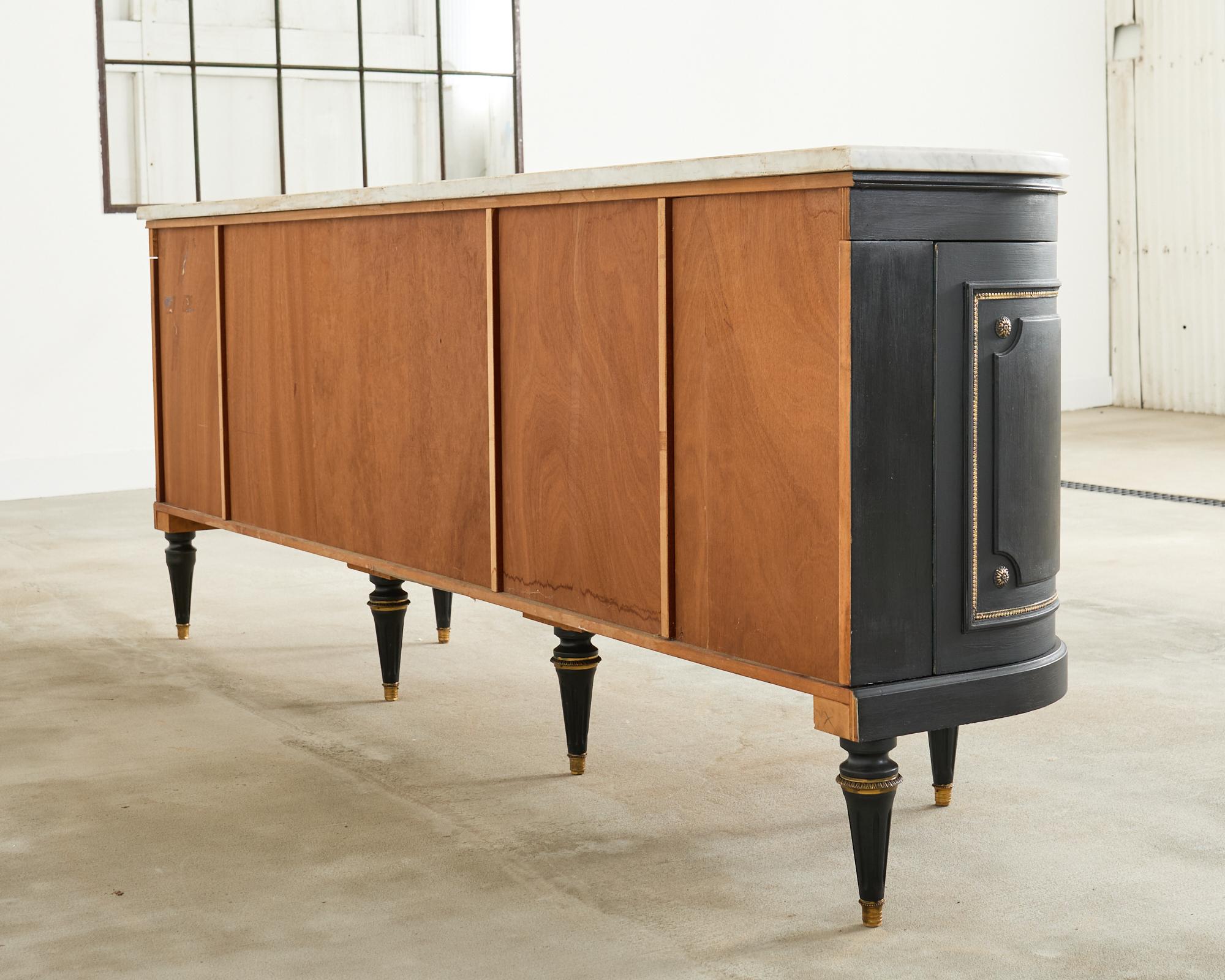 Grand Louis XVI Style Marble Top Ebonized Sideboard Buffet For Sale 13