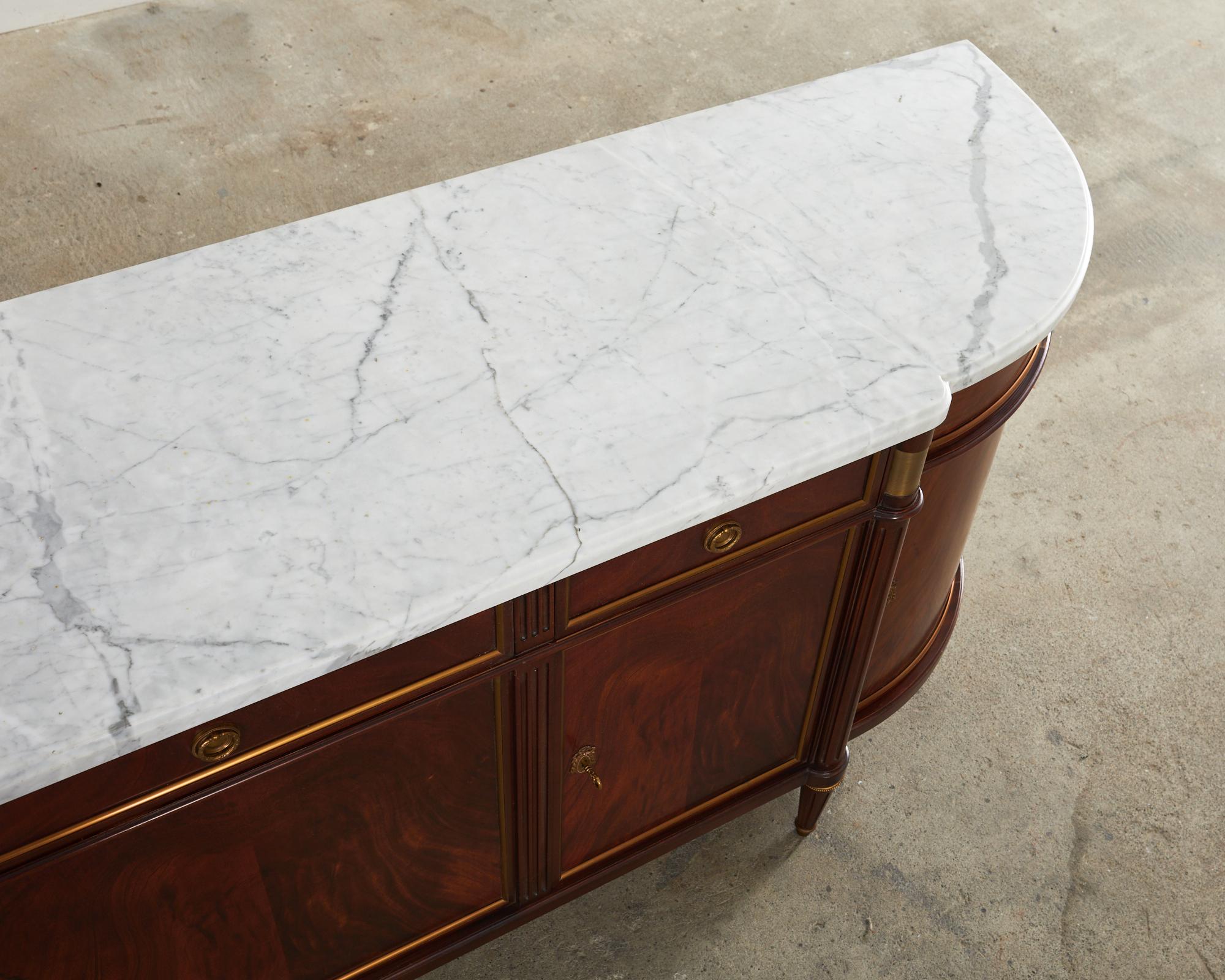 Grand Louis XVI Style Marble Top Mahogany Sideboard Buffet 3