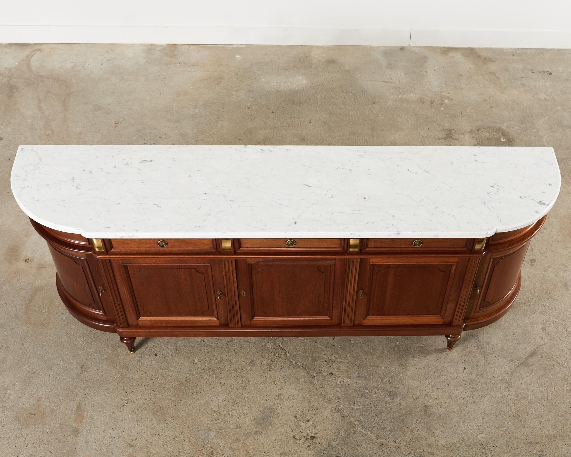 Grand Louis XVI Style Marble Top Mahogany Sideboard Buffet For Sale 3