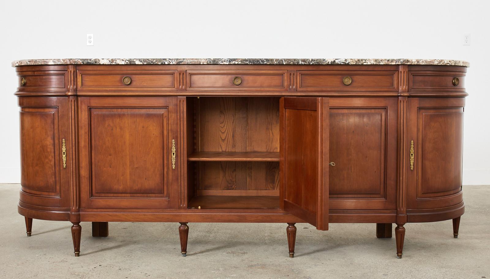 Grand Louis XVI Style Marble Top Mahogany Sideboard Buffet 2