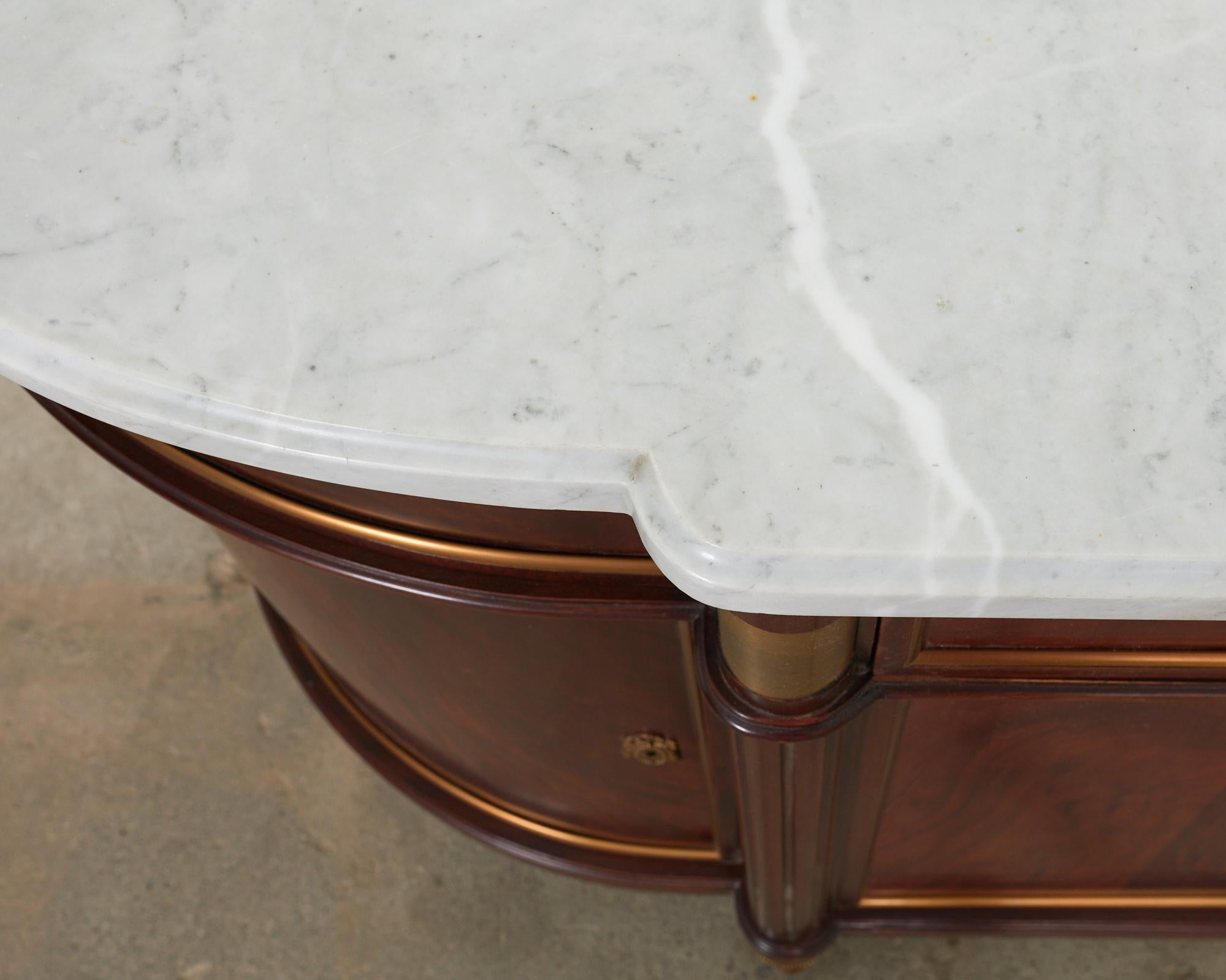 Grand Louis XVI Style Marble Top Mahogany Sideboard Buffet 5